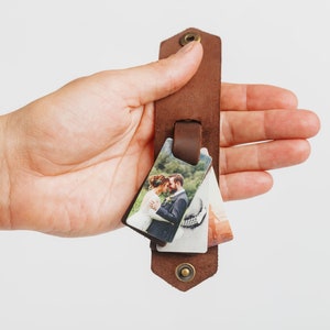 Mini photo album keychain, Custom boyfriend gift, 1st anniversary gift for him,  Personalized photo key fob