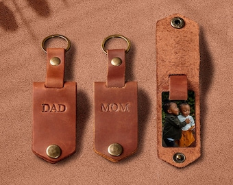 Personalized accessories Engraved photo keychain, customized key chain, personalized gift, mom photo keyring,  leather keychain for men