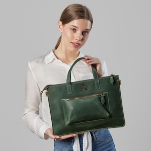 Slim Laptop Bag from Top Grain Leather, Minimalist Briefcase Women, Leather MacBook Pro 14 bag, MacBook Pro 16 bag, Gift for Student