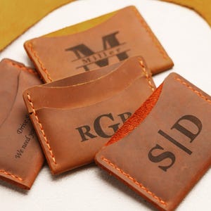 Minimalist Leather Wallet Personalized Cardholder for Men, Personalized Slim Front Pocket Wallet Leather, Slim Wallet gift Back to school