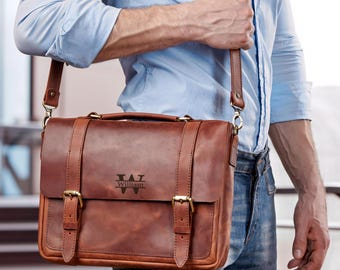 Personalized Lawyer Messenger Bag - Handmade Full Grain Leather Office Bag for Men and Women, great gift as doctors bag, tech messenger bag