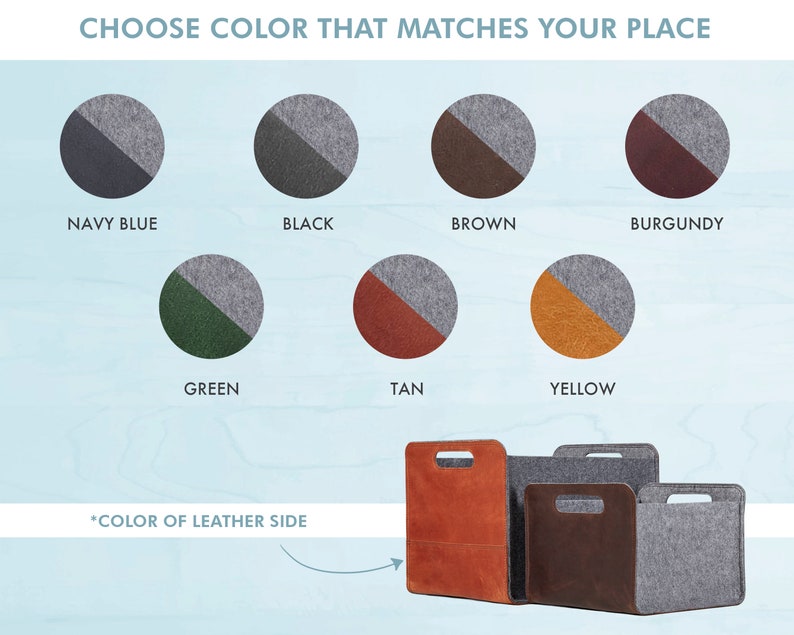 Light Gray Felt Storage Bin / Felt Storage Box With Leather Etsy