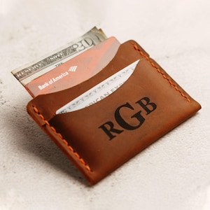 Minimalist Wallet for Men from Genuine Leather, Slim Front Pocket Wallet for Credit Cards and Cash, Gift for Him, Groomsmen Best Man Gift