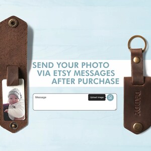 Gifts for dad Personalized Picture Keychain, First time dad gift for Fathers Day Gift from Daughter, Leather Photo Keychain, Leather Key fob image 8