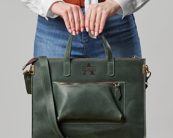 Personalized Laptop Sleeve for MacBook Pro, Minimalist Leather Laptop Bag for Women, MacBook Pro 14 bag, MacBook Air 13 bag, Laptop bag