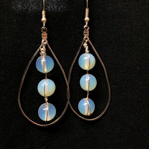 zilver gestemde opaal maansteen glas teardrop oorbellen