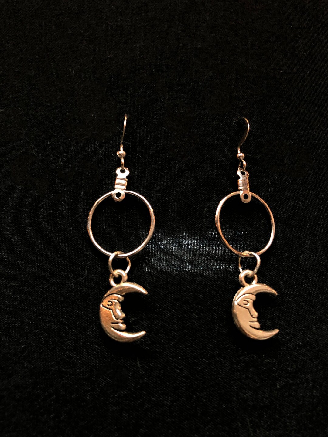 Silver Toned Moon Dangling Earrings two Style Options Etsy