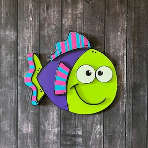Wooden fish cutout, Fish layered wooden craft shape, Fish wooden shape, Unpainted wooden shapes