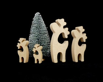 Christmas Reindeer cutout, Wooden reindeer shape, Handmade Christmas