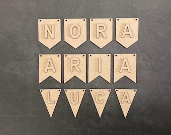 Wooden bunting with letters, Personalised bunting, Nursery name sign