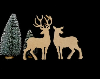 Recorte de reno navideño, forma de reno de madera, reno artesanal, manualidad navideña, reno para estante