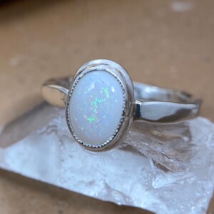 Sterling Silver Australian Opal Cabochon Handmade Ring Size 6.5