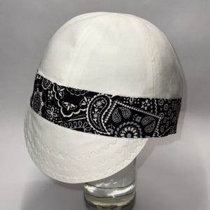 White Cap with Bandana Trim - Choose Your Color