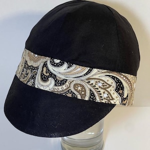 Black or White Cap with Paisley Trim - Choose Your Color