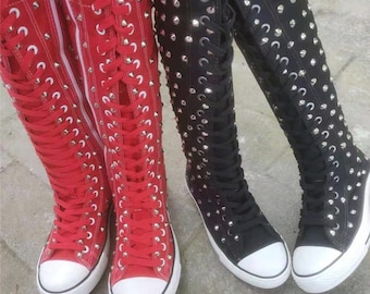 converse boots knee high