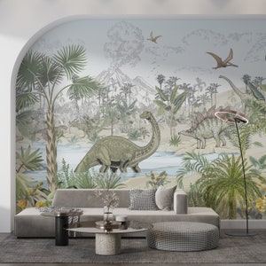 Dinosaurier Tapete | Dino Wandbild Schälen und Aufkleben und Abnehmbare wand design für Kinderzimmer von Elegant Walls