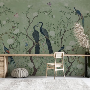 Peacock Wallpaper Murals | Peel and Stick | Self Adhesive by Elegant Walls