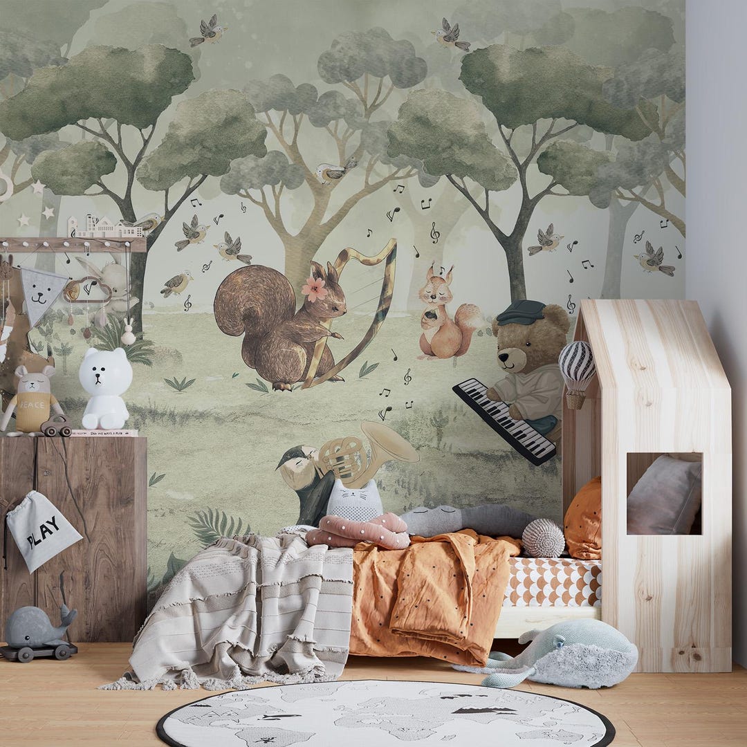 Buy Green Forest Animals Wallpaper Mural for Kids Roomc313 Online in