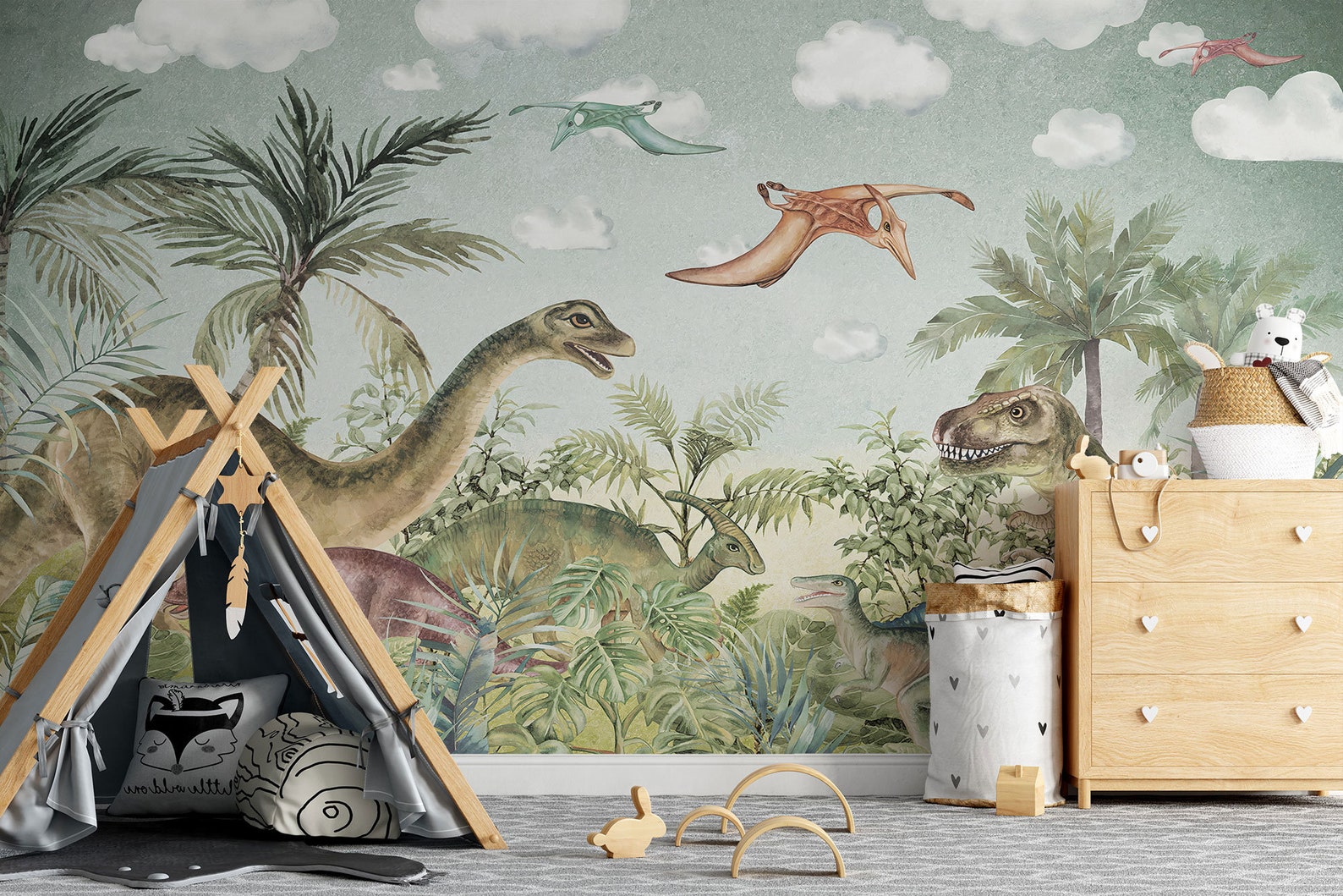 Dinosaur Wallpaper Dino Wall Mural Peel and Stick and | Etsy