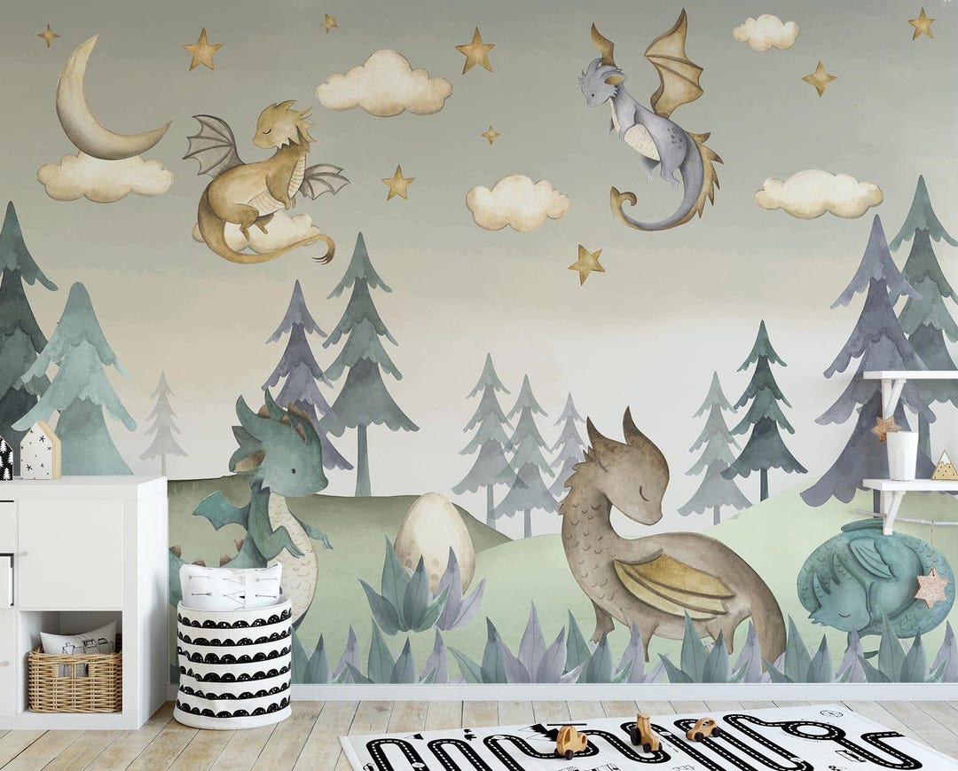 Buy Woodland Forest Nature Peel and Stick Dragon Wallpaper-c127 Online ...
