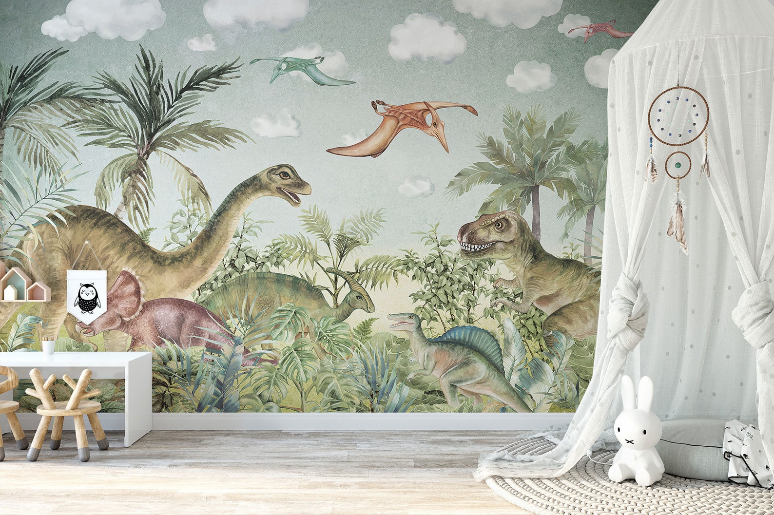 Dinosaur Wallpaper Dino Wall Mural Peel and Stick and | Etsy