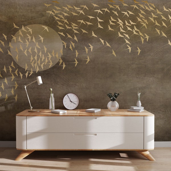 Flying Swallow Birds Wallpaper, Swallow Birds Removable Wallpaper Peel and Stick, Self Adhesive by Elegant Walls