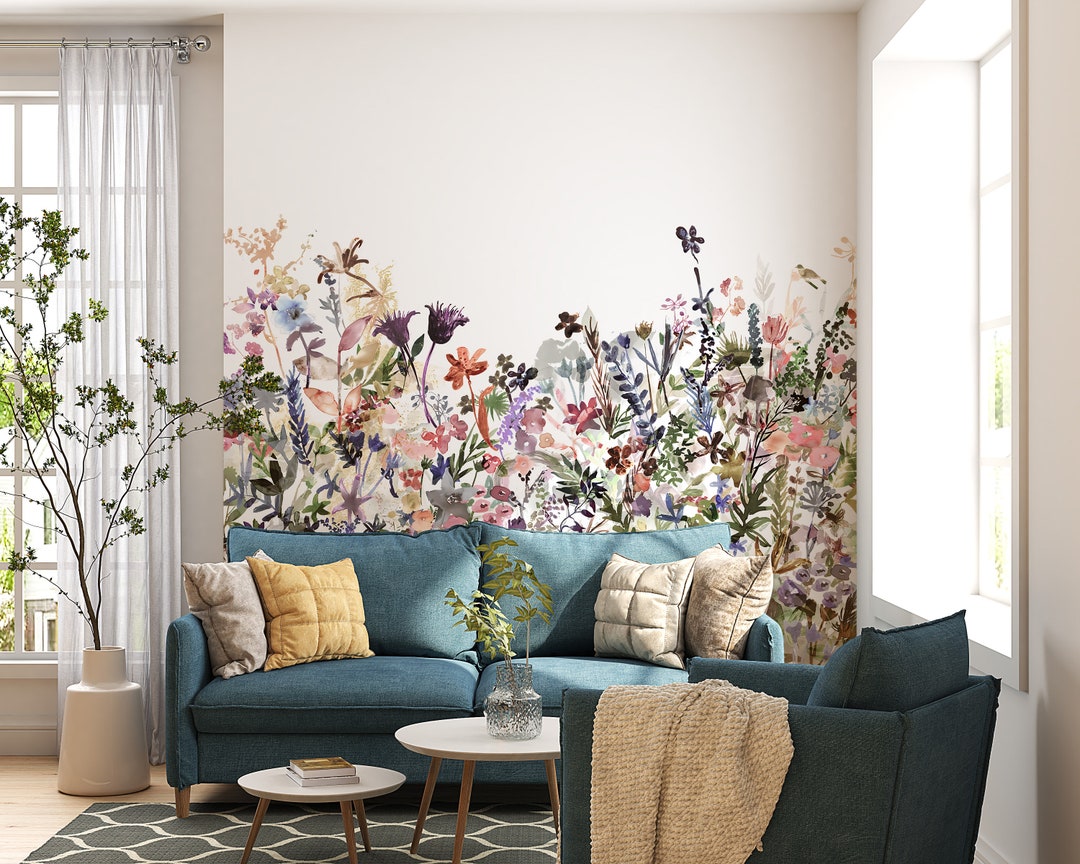 Wild Flower Wallpaper Mural | Floral Wall Murals | Self Adhesive ...