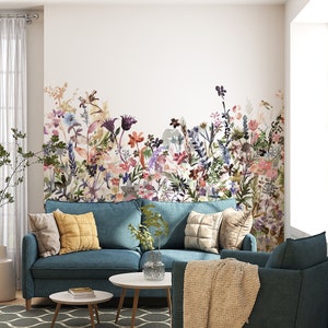 Wildflower Mural: Nordic Floral Self Adhesive Wallpaper