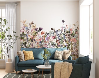 Wild Flower Wallpaper Mural | Floral Wall Murals | Self Adhesive Wallpaper | Wallpaper for Walls | Flower Wallpaper B578