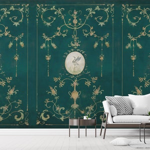 Green Vintage Wallpaper Murals | Peel and Stick | Self Adhesive by Elegant Walls