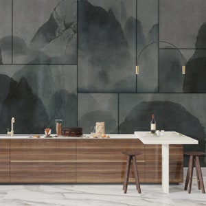 Dusty Green Watercolor Wallpaper Mural: Elegant Peel and Stick Wallpaper