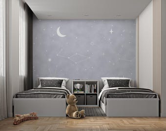 Celestial Constellation Star and Moon Wallpaper-AW40