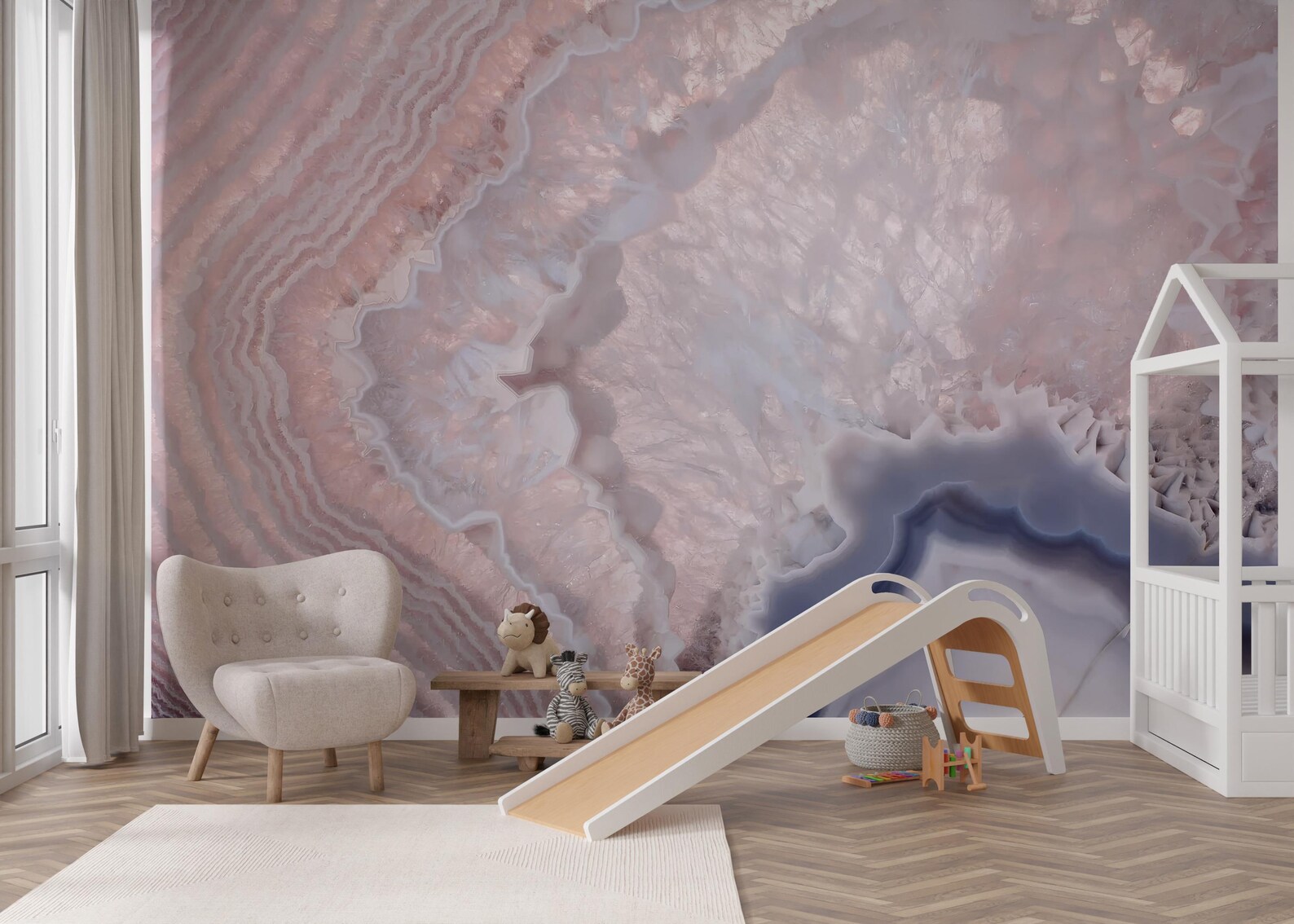 Rose Quartz Geode Crystal Wallpaper Mural-aw15 - Etsy