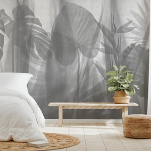 Black and White Tropical Leaves Wallpaper Murals – Modern Wall Décor for Home and Office B746