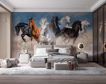 Wild Horse Photography Desert Scene Wallpaper-A177