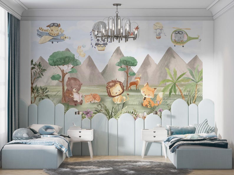 Buy Jungle Animals and Mountains Nature Wallpaper Muralc109 Online in