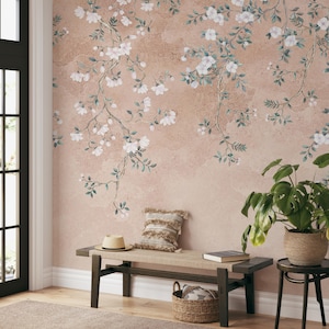 Carta da parati Peach Botanical Blossom per pareti - AW55