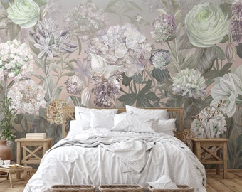 Garden of Flowers Wallpaper- Lush Botanical Beauty for Your Walls - Removable Wallpaper B486