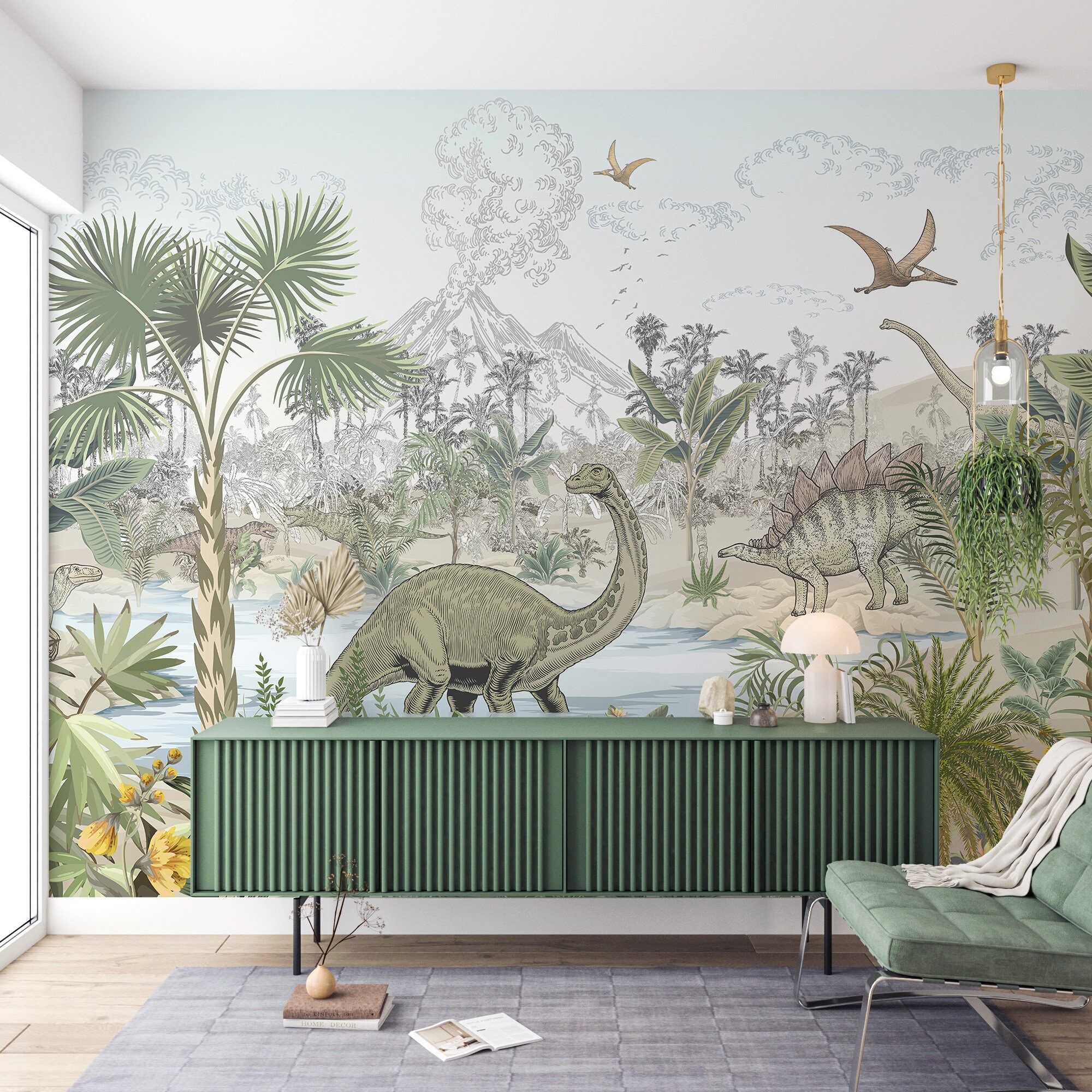 Dinosaur Wallpaper: Peel and Stick Dino Wall Mural for Kids Room - Etsy