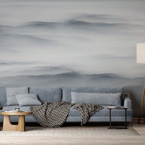 Misty Mountains Wallpaper for walls Foggy Forest Self Adhesive Bedroom Wallpaper Murals | Peel and Stick for Living Room