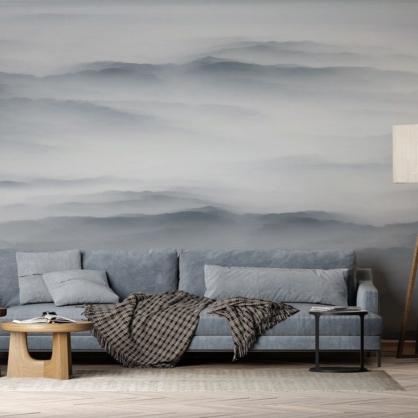 Misty Mountains Wallpaper for walls Foggy Forest Self Adhesive Bedroom Wallpaper Murals | Peel and Stick for Living Room