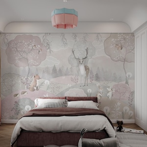 Whimsical Woodland Animal Wallpaper for Nursery-AW64