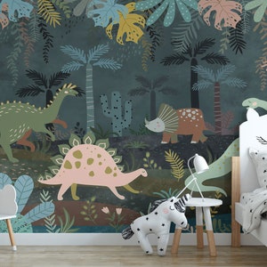 Dinosaur Wallpaper Dino Wall Mural design for kids and Children wall space by Elegant Walls