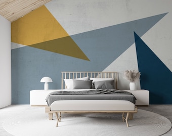 Geometric Abstract Wallpaper Mural: Colorful Peel and Stick Wall Decor