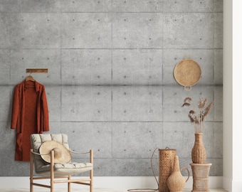 Industrial Grey Bare Concrete Wall Mural - Rustic Urban Textured Wallpaper - Loft & Modern Home Decor - Peel and Stick B754