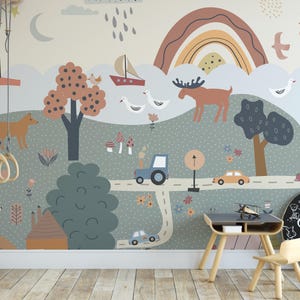 Whimsical Wonder Park Wallpaper - Enchanting Nursery Room Wall Mural for Kids - Unique Children's Room Décor B758
