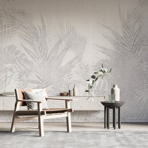 Carta da parati murale stacca e incolla - Design semplice con ombre di foglie di palma - Decorazione murale tropicale facile da installare B741