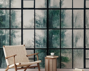 Vintage Factory Window Wallpaper Mural - Industrial Peel and Stick