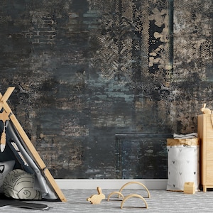 Add a beautiful, classic touch to your walls with this easy-to-install vintage black wallpaper