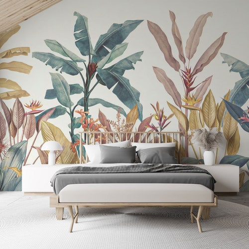 Large Banana Leaf Wallpaper Wall Mural Peel and Stick Self Etsy